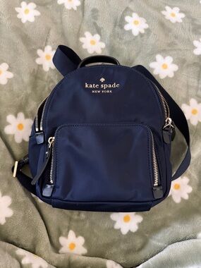 kate spade Navy Mini Nylon Backpack with Silver Hardware